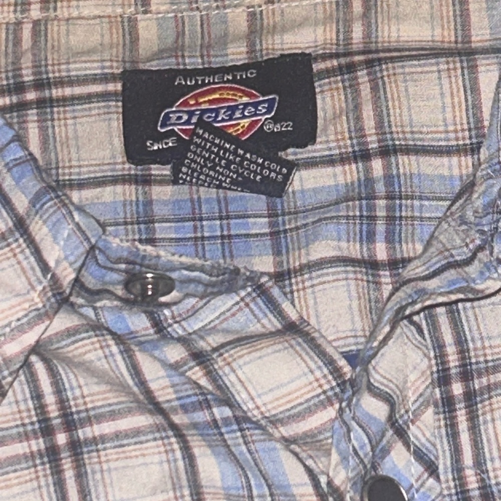 Dickies Men's Plaid Shirt - Blue and White